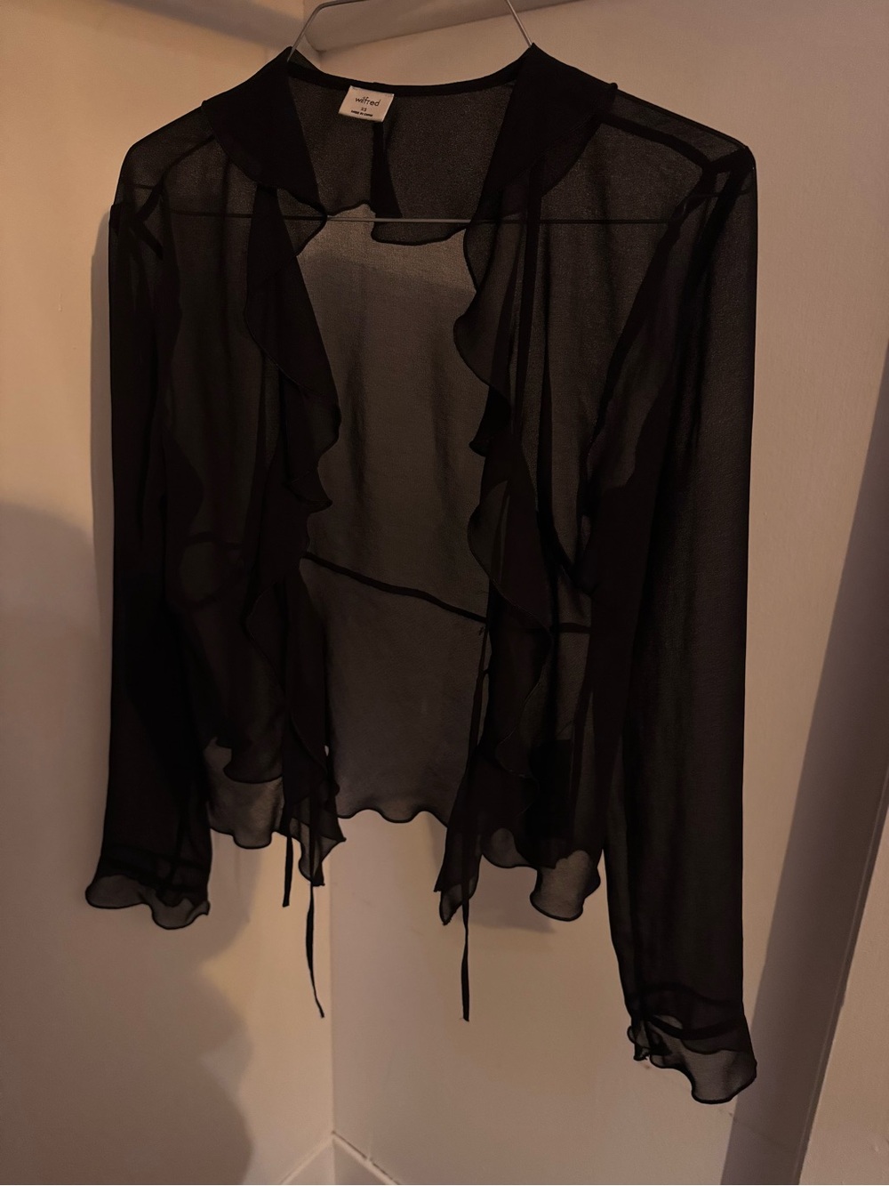 Wilfred Black Sheer Ruffle Tie-Front Blouse